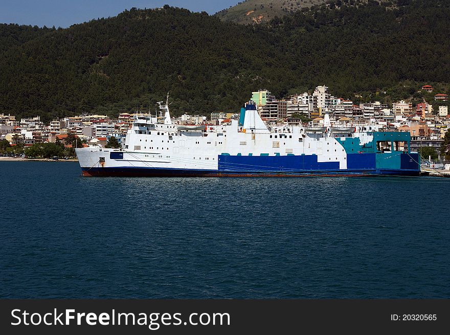 Ship at wharf of Igoumenitsa, city of continental  Greece. Ship at wharf of Igoumenitsa, city of continental  Greece.