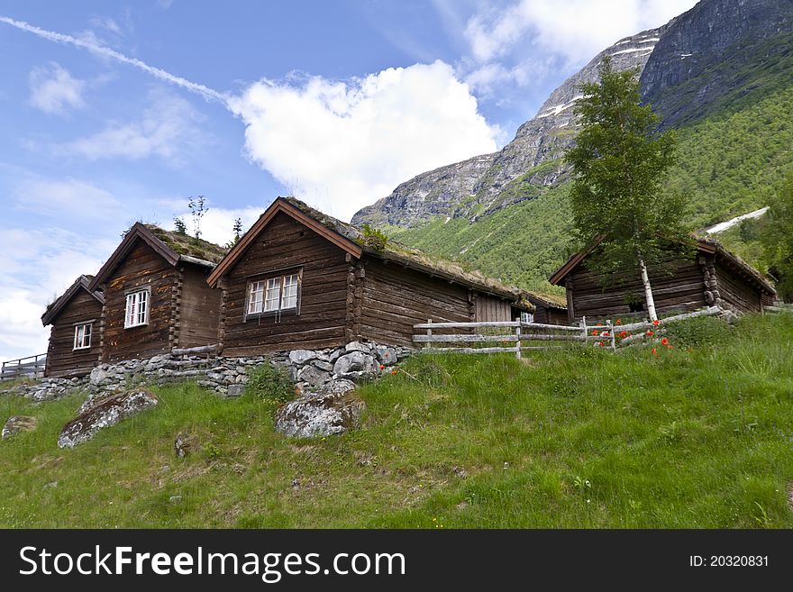 Ancient fisherman's wooden huts, Sognefjord region, west Norway. Ancient fisherman's wooden huts, Sognefjord region, west Norway