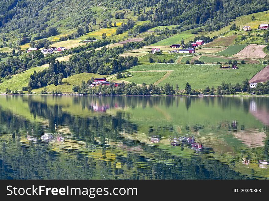 Typical village along fjord of Norway. Typical village along fjord of Norway