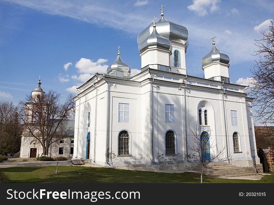 White church in the moldavian village