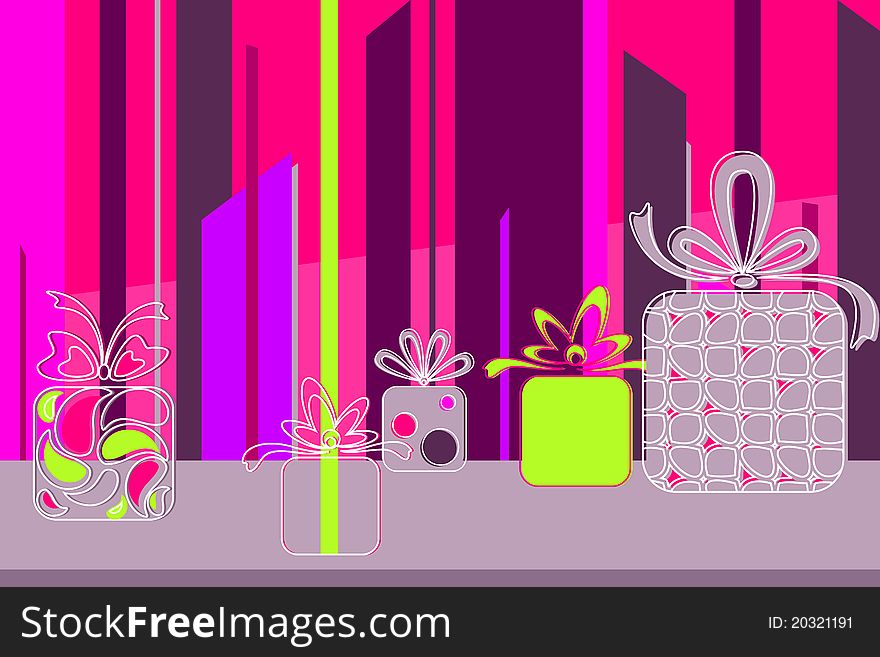 Illustration on gift on abstract colorful background. Illustration on gift on abstract colorful background