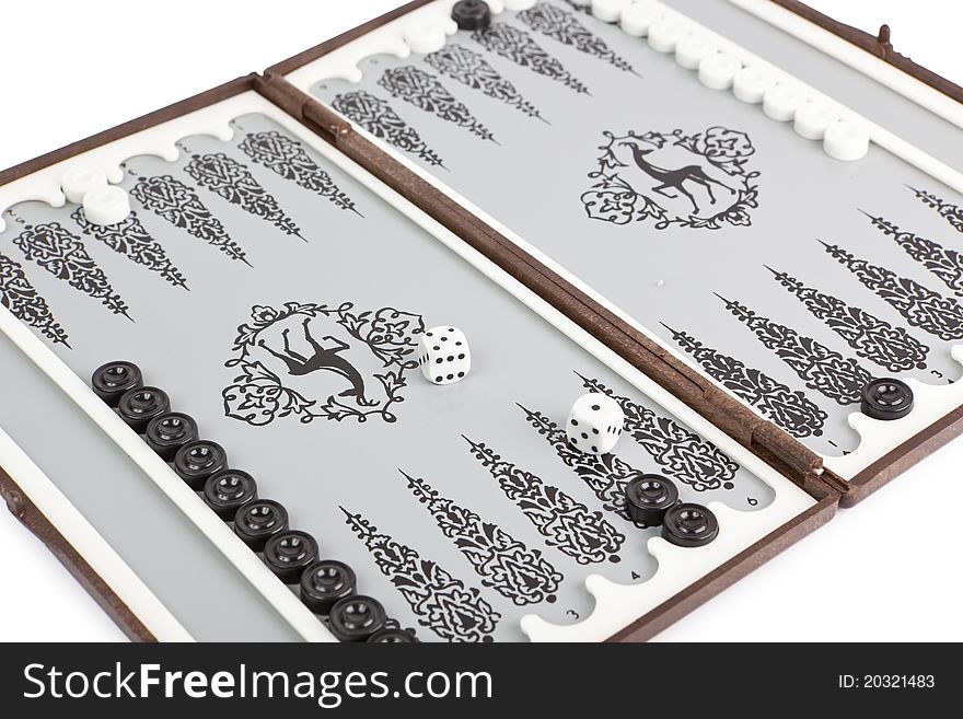 Portable backgammon isolated on a white background