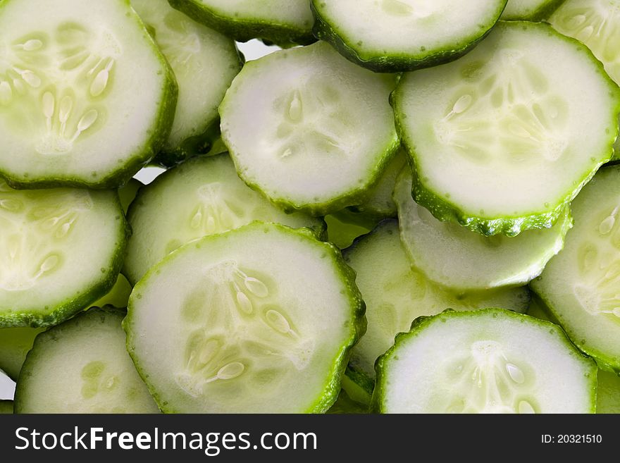 Cut across and the cucumbers combined together. Cut across and the cucumbers combined together