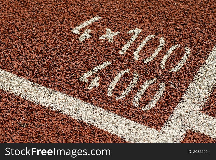 Running track with 400 meter mark. Running track with 400 meter mark