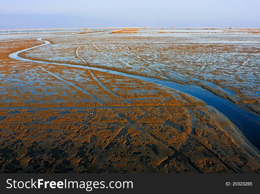 During low tide the sea. During low tide the sea.