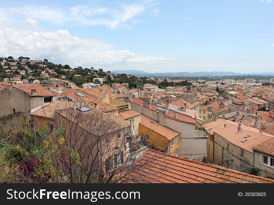 Areal View Over The Old Town Of HyÃ¨res, France