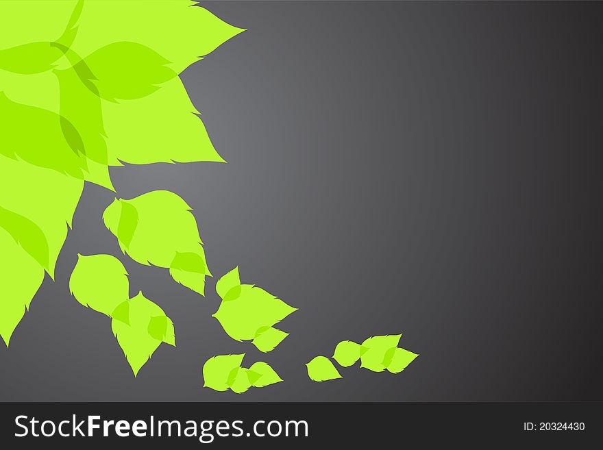 Fresh summer illustration (green leaves on gray background)