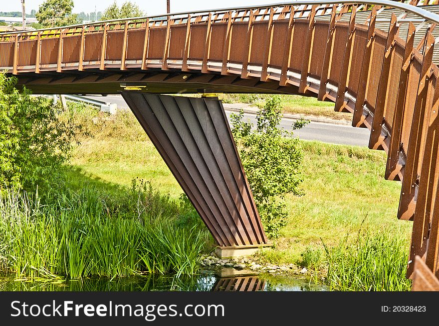 Foot bridge & cycle way over river Nene UK