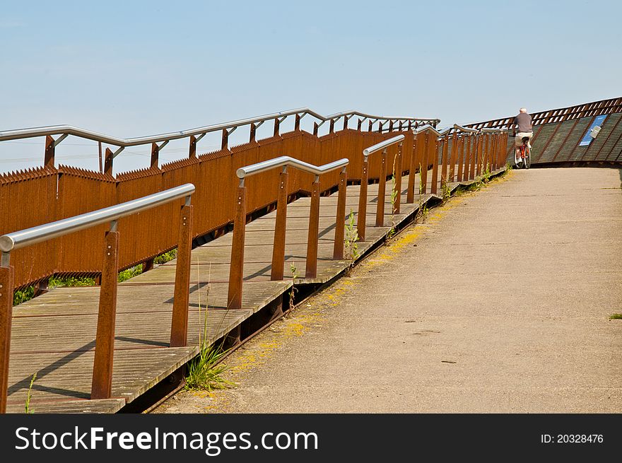 Foot bridge & cycle way over river Nene UK