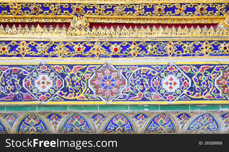 Beautiful thai ornament texture. Grand Palace, Bangkok, Thailand