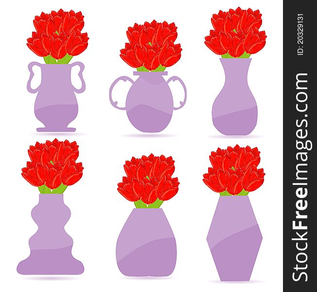 Set of flower vase illustration. Set of flower vase illustration