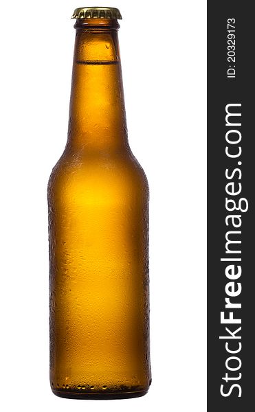 Bottle of beer on the white background