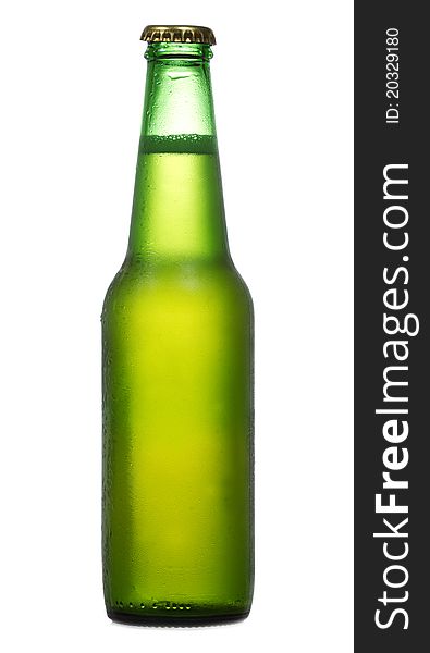 Bottle of beer on the white background