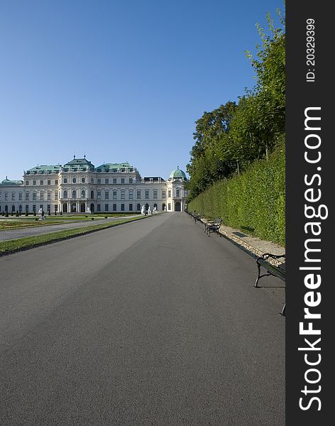 Path with banks at Belvedere Palace. Path with banks at Belvedere Palace.