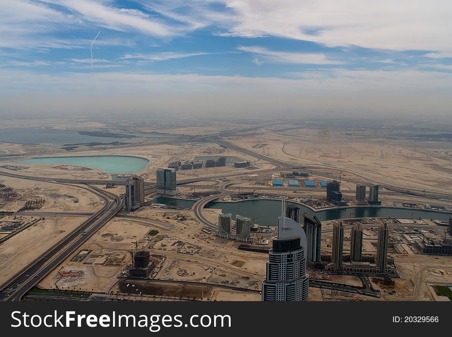 View from burj al khalifa and desert, dubai