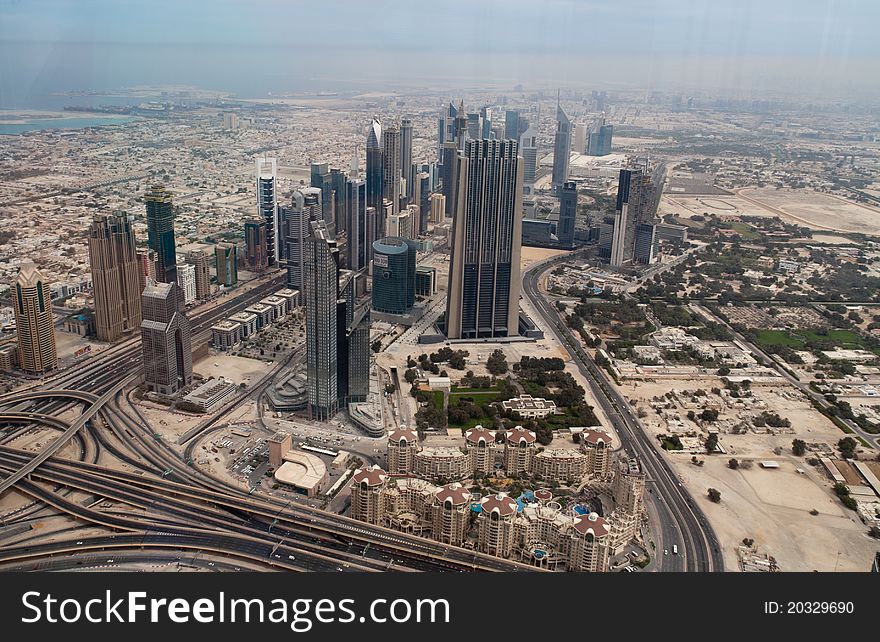 Dubai financial district from burj khalifa