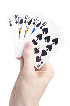 A Hand Holding Playing Cards Stock Photography