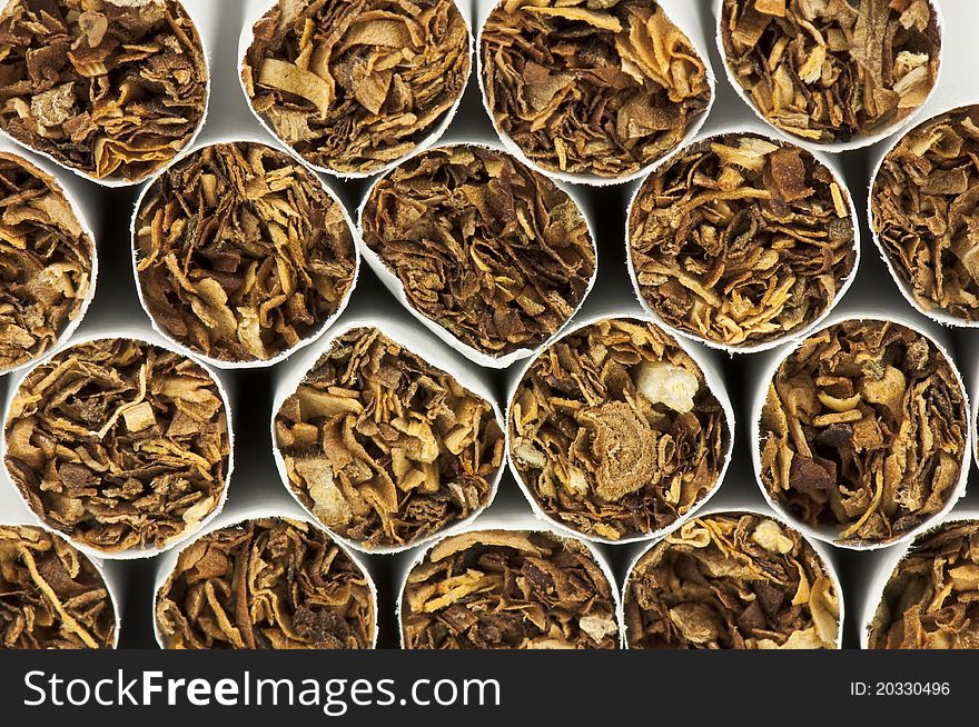 Stack of cigarettes, macro photography