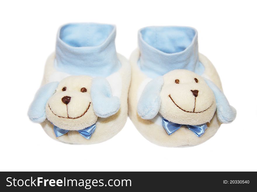 Baby shoes on white background