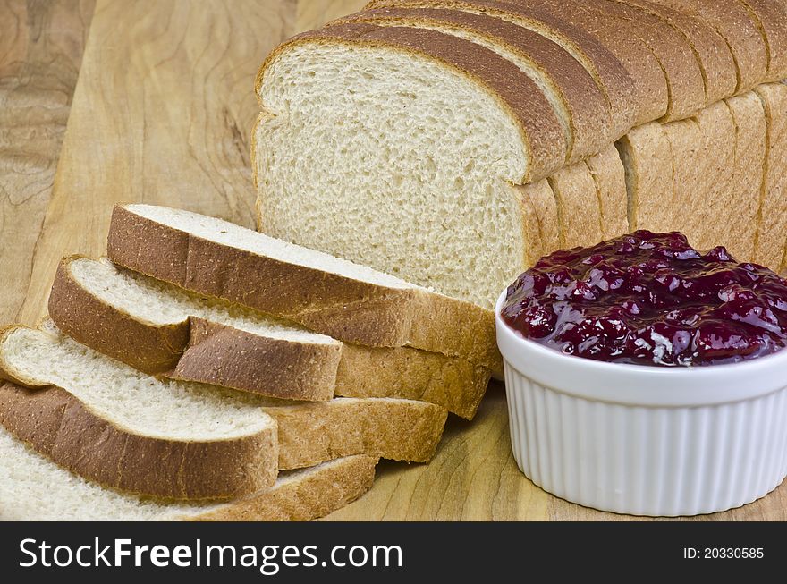 Bread and lingonberry jam