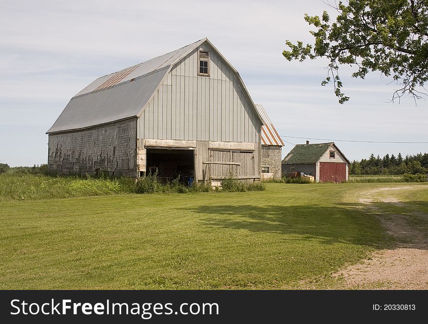 Barn and shed in rural Prince Edward Island  Canada