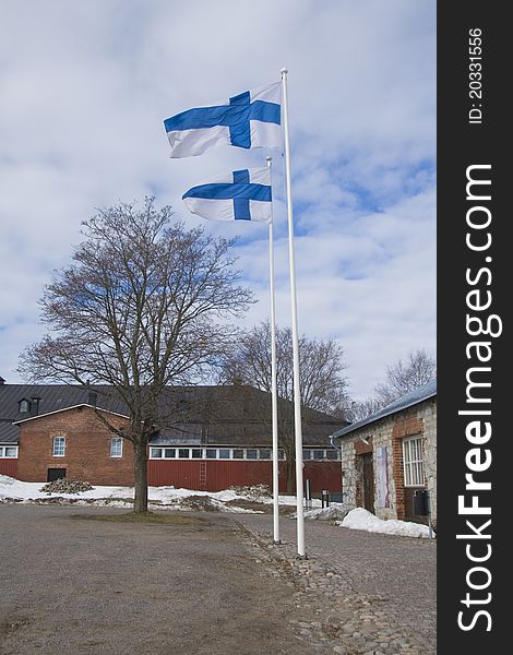 Finnish flags in Lappeenranta fortress