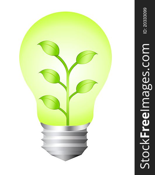 Green and gray electric bulb nature isolated over white background