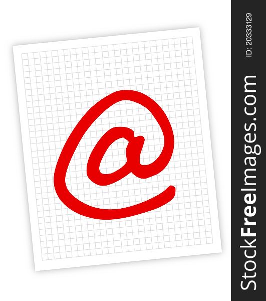 Red contact sign over white paper over white background