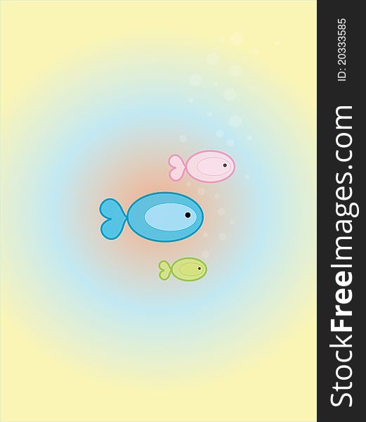 Little Group Of Fish. Vector Illustration.