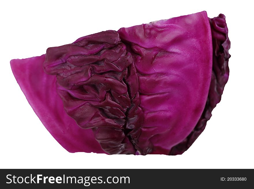 Slice of red cabbage isolated on white