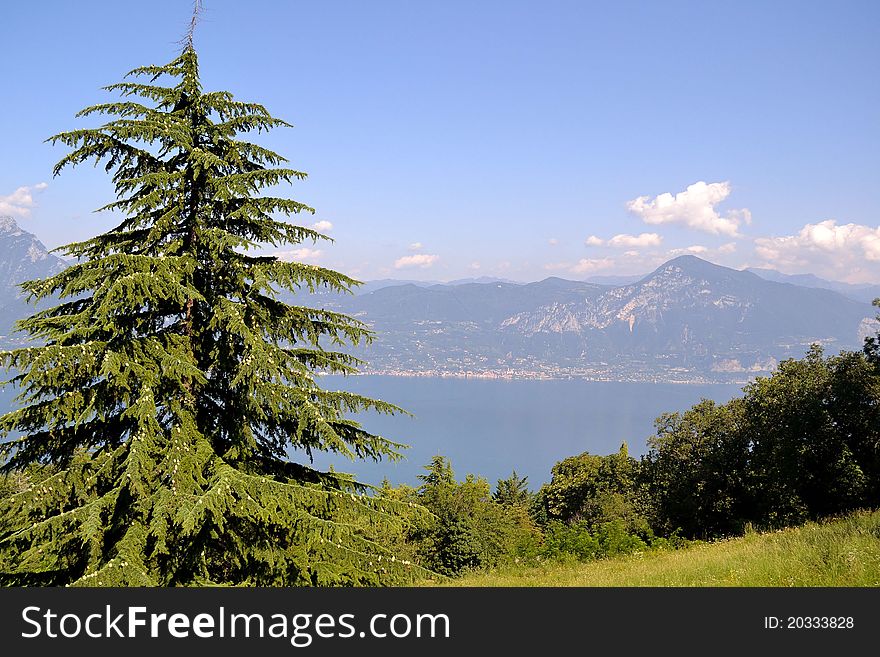 A spectacular panorama of lake Garda in S.Zeno di montagna. A spectacular panorama of lake Garda in S.Zeno di montagna