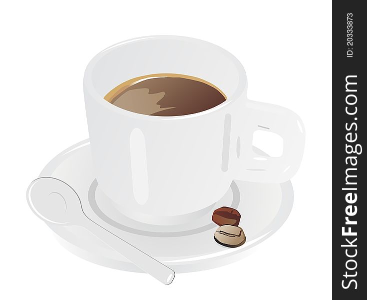 Cup of coffee on white background