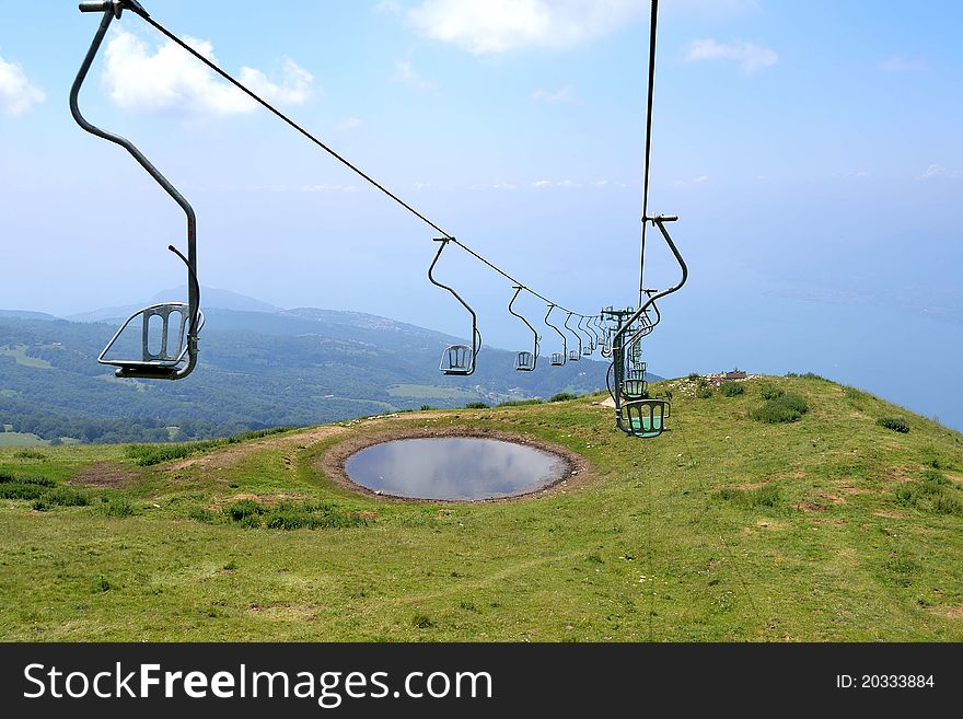 This is cable car in Monte Baldo above lake Garda. This is cable car in Monte Baldo above lake Garda