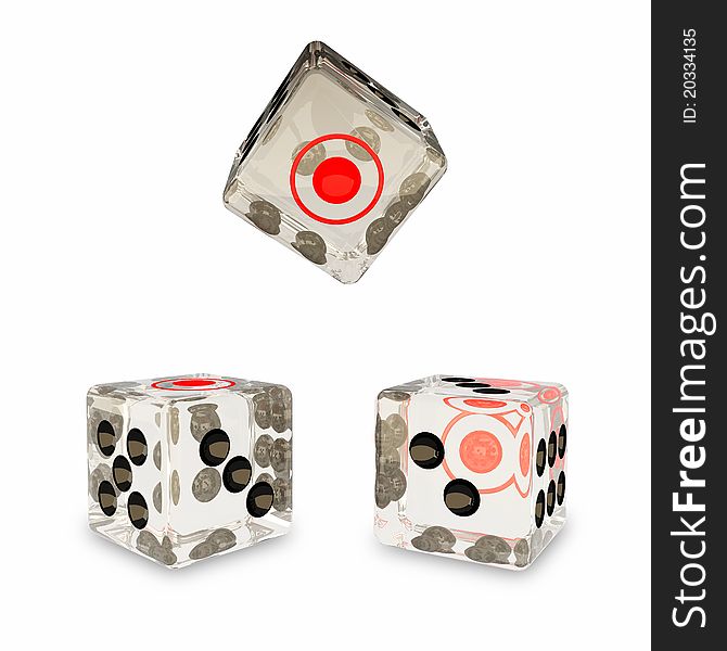 The glass dice over the white background (clipping path). The glass dice over the white background (clipping path)