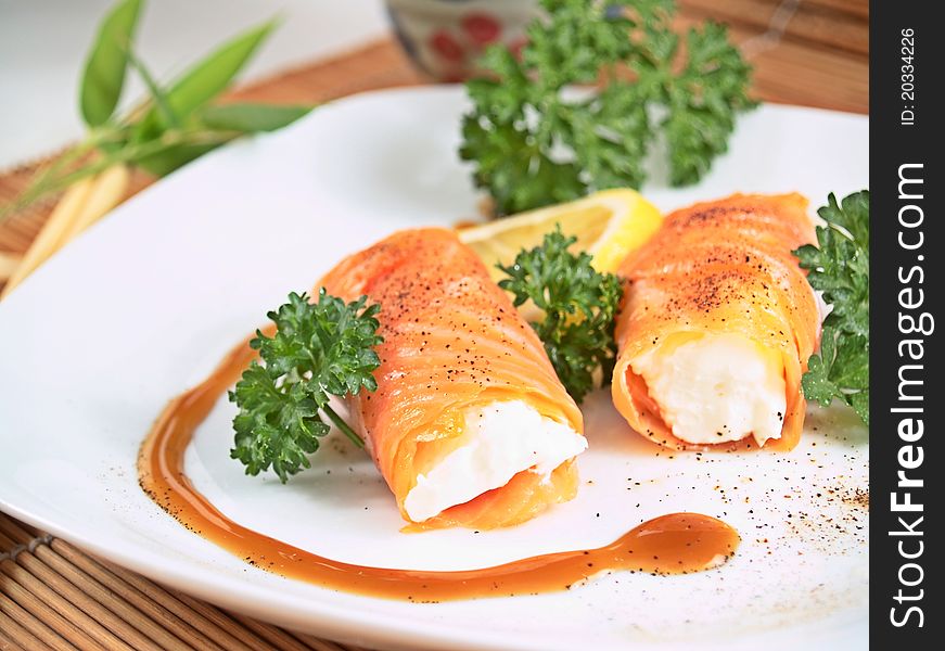 Salmon and cheese rolls