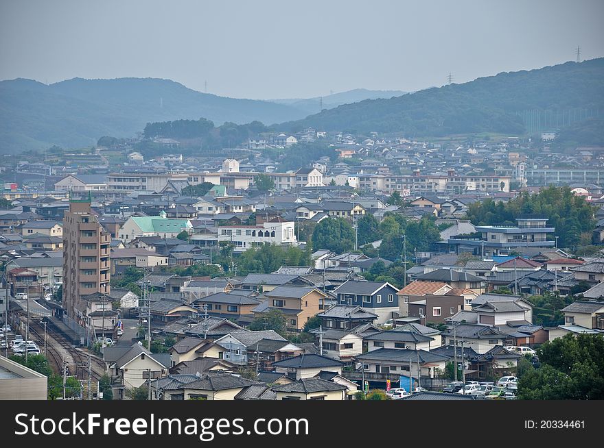 Topview of Isahaya city at Isahaya, Japan
