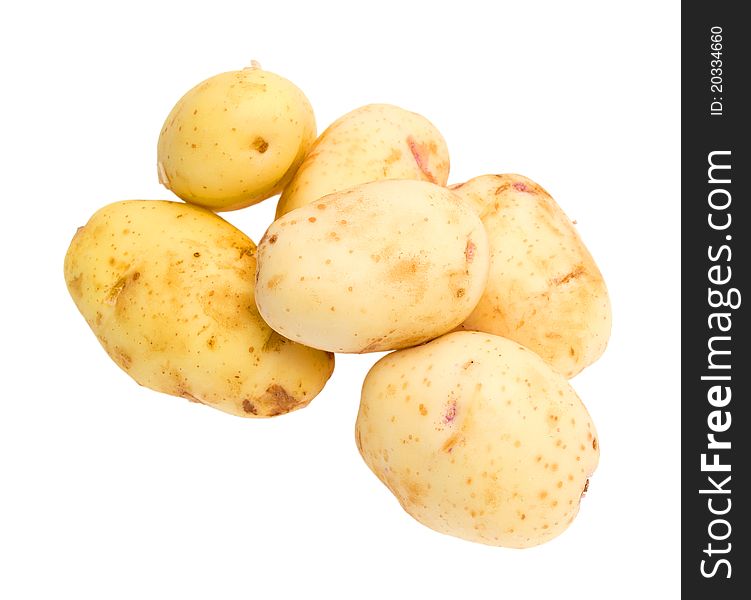 Fresh Potatoes On A White