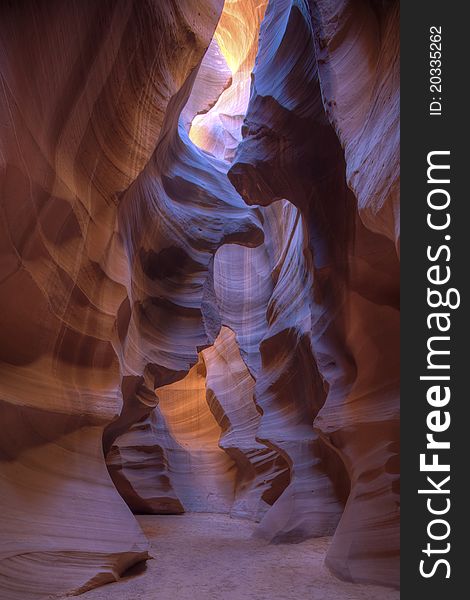 Antelope Canyon or slot canyon on the Navaho Inidian reservation in Page Arizona