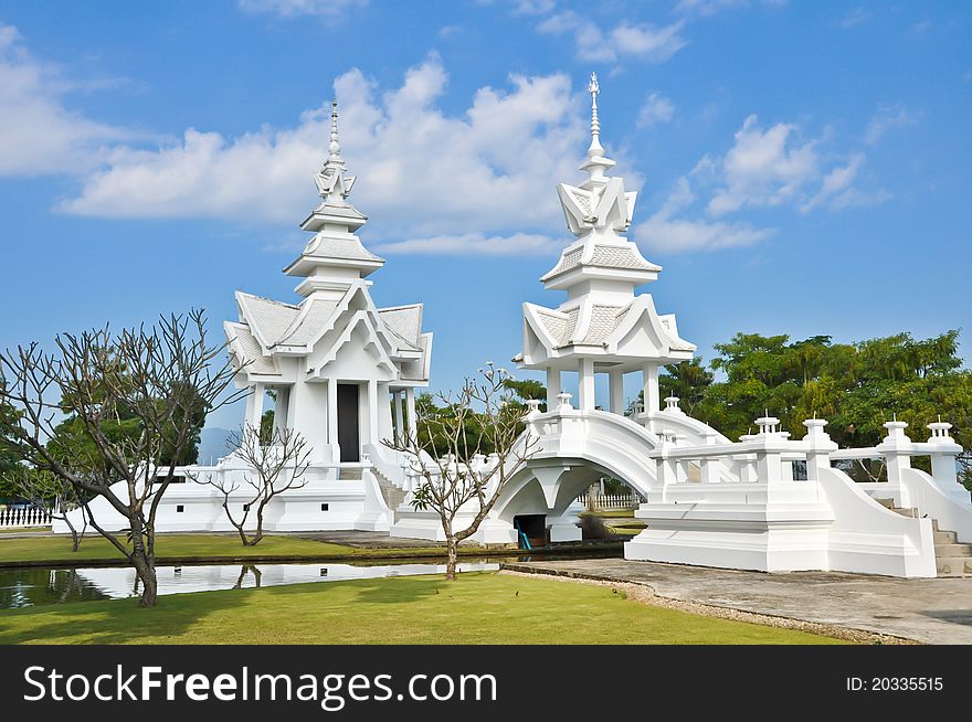 Famous white church in Wat Rong Khun, Chiang Rai province, northern Thailand