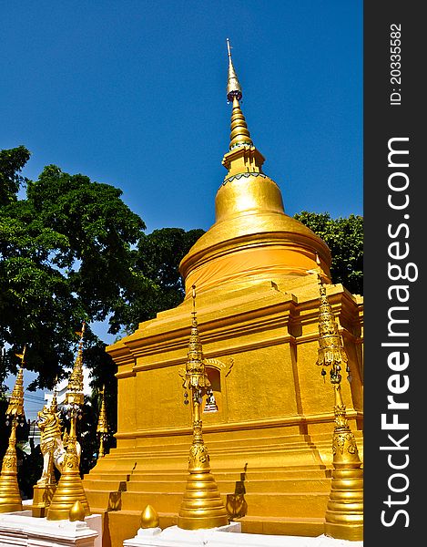 Golden Pakoda in Wat Phra Sing at Chaing rai, Thailand