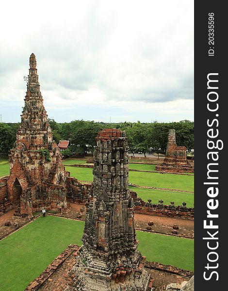 Ruined Pagoda In Ayuthaya, Thailand.