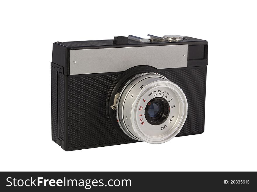 Old camera on a white background.