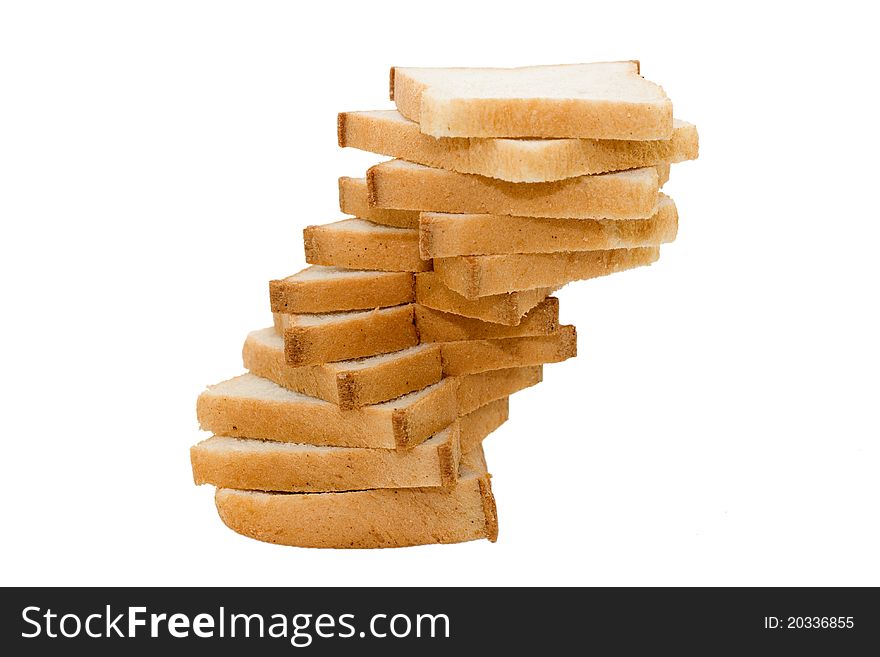 Pile of toast bread isolated on white background