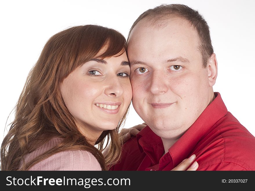 Nice couple portrait on a white background