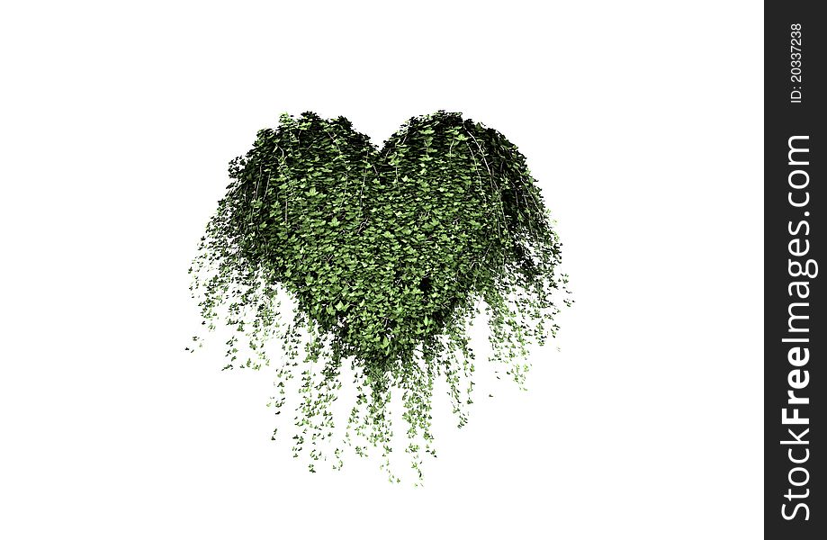 Render of a heart overgrown with ivy