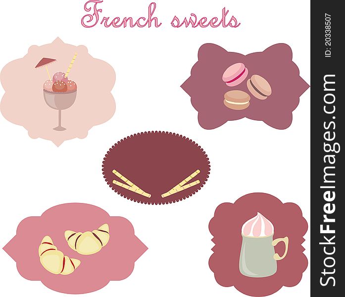 French sweets. Hand drawn illustration