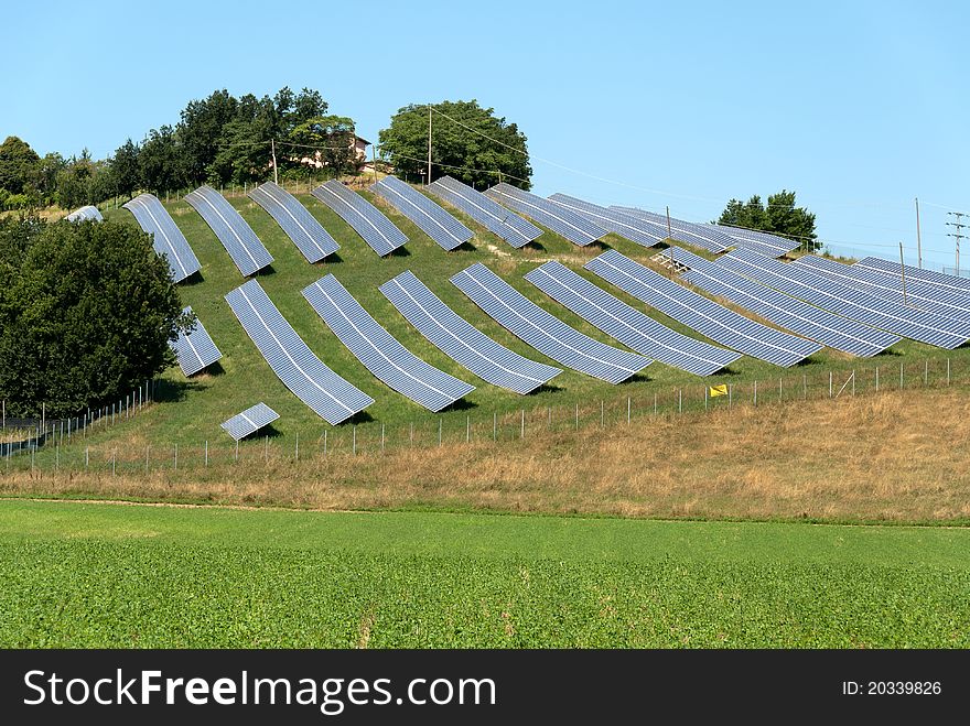 Hills covered with solar panels