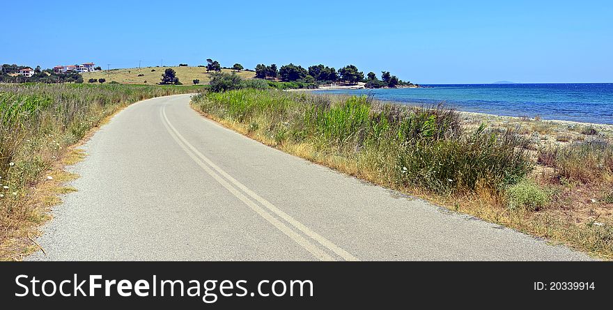 Curved road near sea