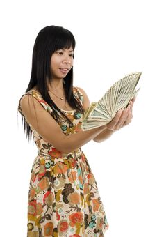 Woman Starring At Money Royalty Free Stock Image Woman Starring At Money Royalty Free Stock Image