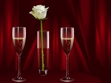 Champagne And White Rose Landscape Stock Photos